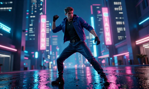 New Signal: Neon Rift Uprising review - protagonist in cyberpunk city with neon rain reflections