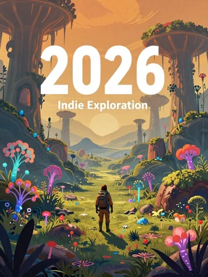 Verdant Signal - indie exploration game cover with lush bioluminescent alien planet and lone explorer