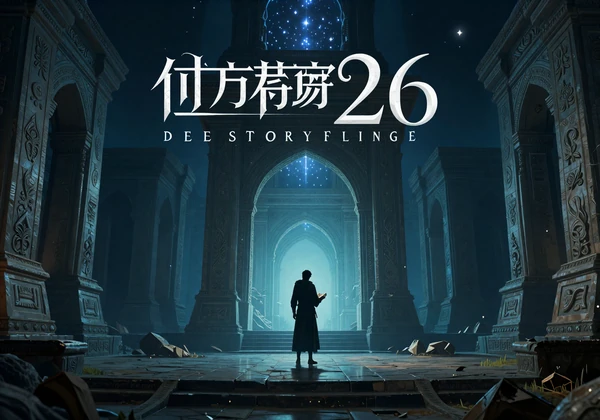 Deep Story Worlds collection - cinematic cover with lone figure in mystical ancient ruins under starlight
